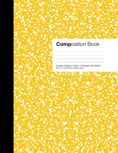 Marbled Composition Notebook: Brightly ( Yellow ) Colored - Essential College Ruled ( 120 Pages ) Journal for Home, School, Work ( 8.5” x 11” ) image 2