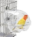 kathson Bird Bath Box for Cage Parakeet Bath Tub Parrot Hanging Bathtub Cube No-Leakage Birds Bath Shower Box Bowl Cage Accessory for Small Birds Lovebird Canary Cockatiel, Acrylic Clear(Transparent)