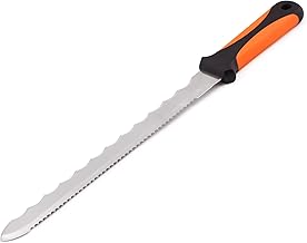 MIVOS Couteau Isolant Professionnel avec Double Lame Tranchante en Acier Inoxydable 280 mm - Couteau de Laine Minérale avec Lame Dentelée de 28 cm et Poignée Bi-Matière