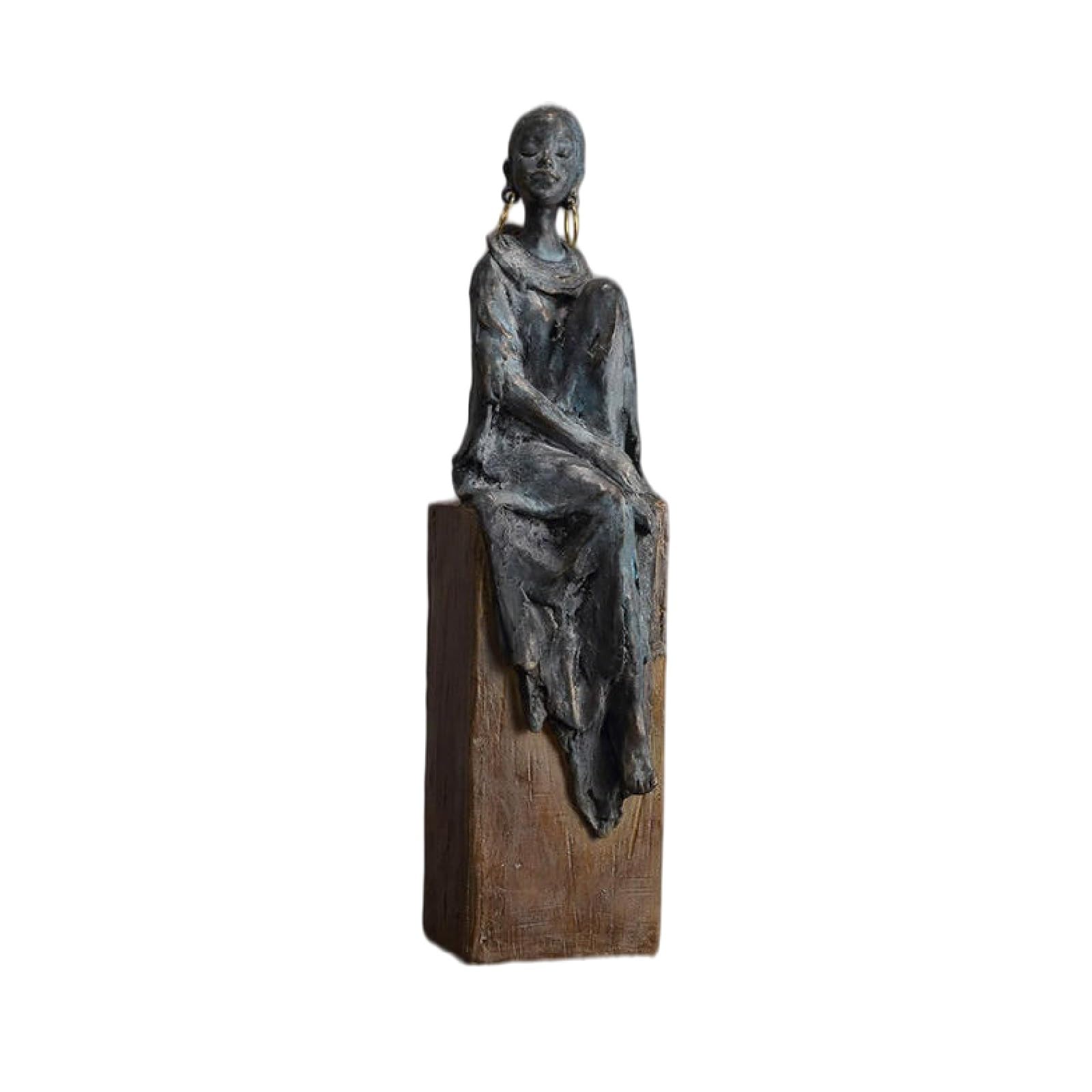 Mqnnfc Vintage African Figurine, Creative African Women Statue, Female Sculpture, for Home Office Décor(A)