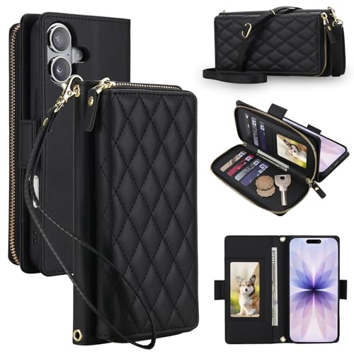 Coque portefeuille iPhone 16 Plus noire idéale pour voyager léger au quotidien