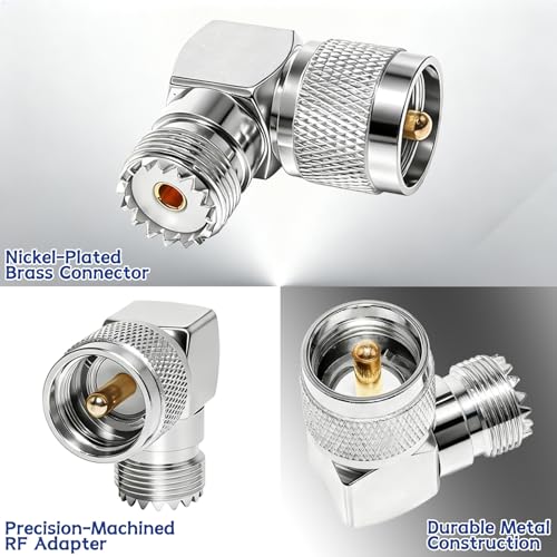 Adaptador PL259 macho a SO239 hembra en ángulo recto miniatura 4