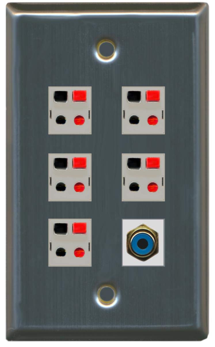 RiteAV - 5 conectores para altavoces (1 conector RCA, 1 conector para altavoz de graves)