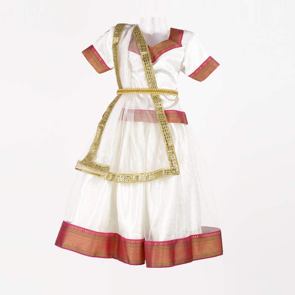 ITSMYCOSTUME Indian State Folk Dance South Indian Girl Off White and Pink Lehnga Choli Dupatta Kids Fancy Dress Costume - (Material: Net & Satin) Size 6-7 Years (B0849MGRKQ) Amazon Price History, Amazon Price Tracker
