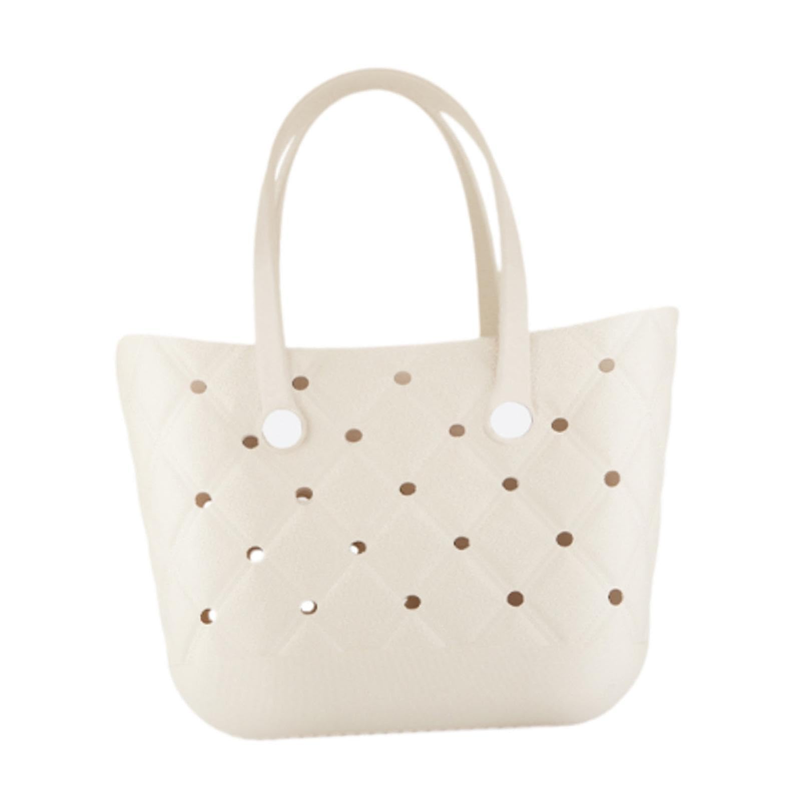 nivaa Beach Hole Bag Fashion with Holes Open Tote Bag for Holiday Summer Boat Tour White-picture-12