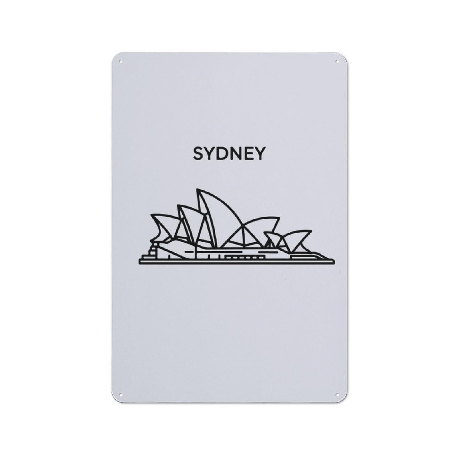 Junmoney Sydney Opera House Line Art Metal Plaque 30X20cm With For Garage Wall, Retro Decor, For Garage Decor Collectors Refreshing A Room In Autumn