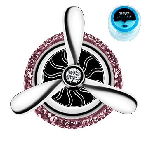 Image of eing Car Air Freshener,Turbo Spinning Car Vent Clip Fragrance Diffuser,Essential Oil Air freshener with Bling Crystal Diamonds,Stylish Propeller Shape Car Decor (1 - Pack Purple)