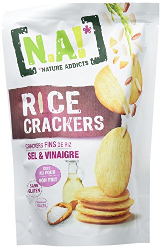 N.A! Nature Addicts - Rice Crackers Sel et Vinaigre - Crackers Fins de Riz, Légers et Craquants - 65% de Matières Grasses en Moins que les Biscuits et Chips Apéritifs du Marché - Sachet de 70 gr
