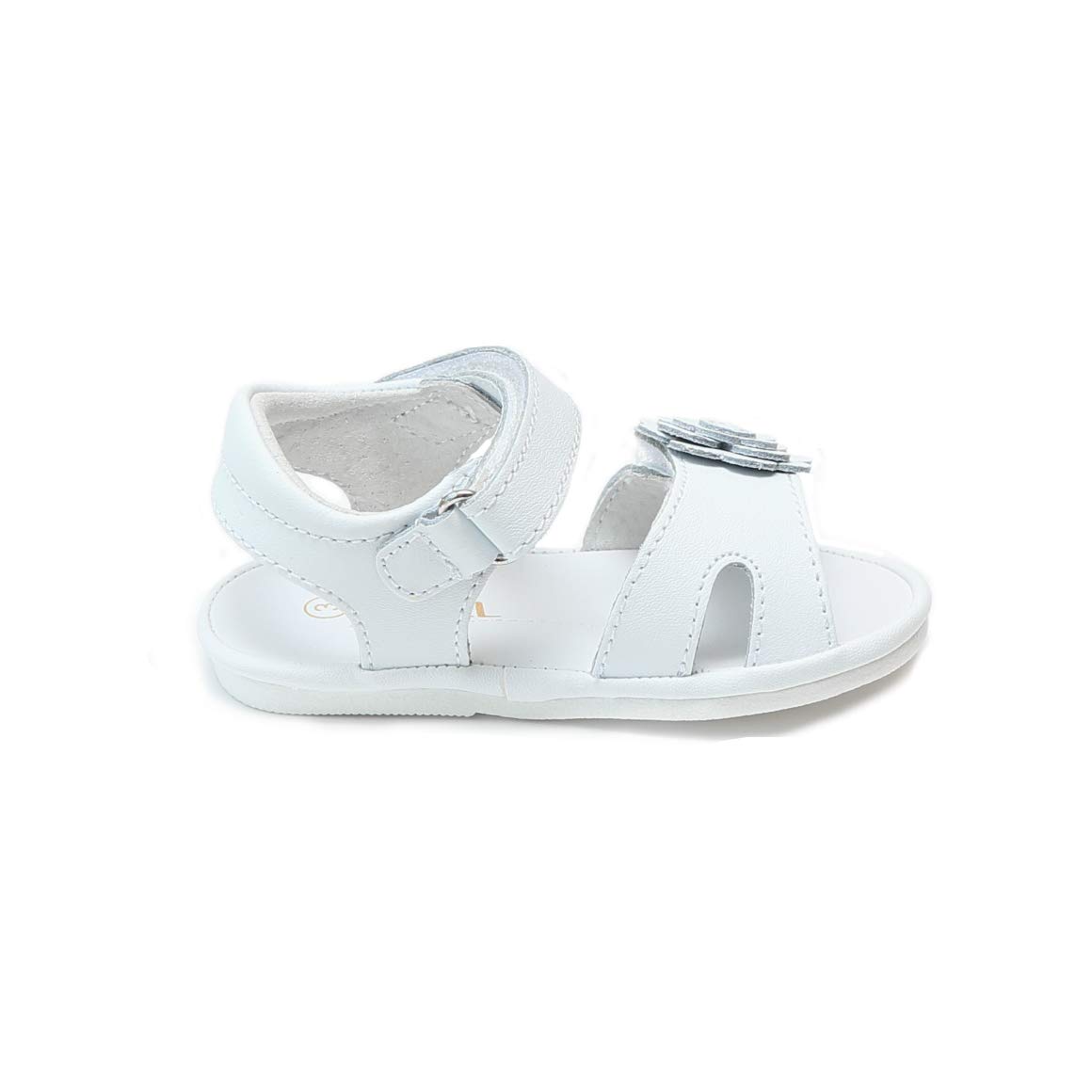 L'Amour Mila Flower Cutout Sandal | Baby Sandals (Baby 1, White)