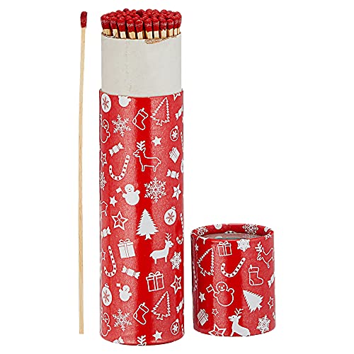 Cepewa Kaminstreichhölzer 4er Set | L 20cm 4 Packungs-Motive à 75 STK. | Streichholzschachtel Holzdesign | XXL Zündhölzer (4X 75 STK. Weihnachtsdesign)