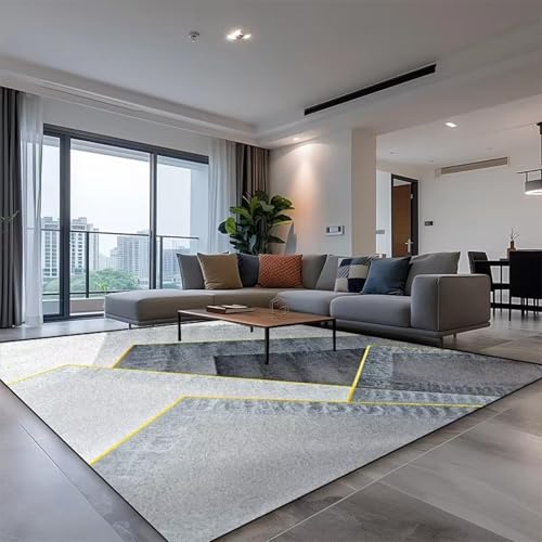 Tapis géométrique salon 130x190 cm antidérapant et lavable