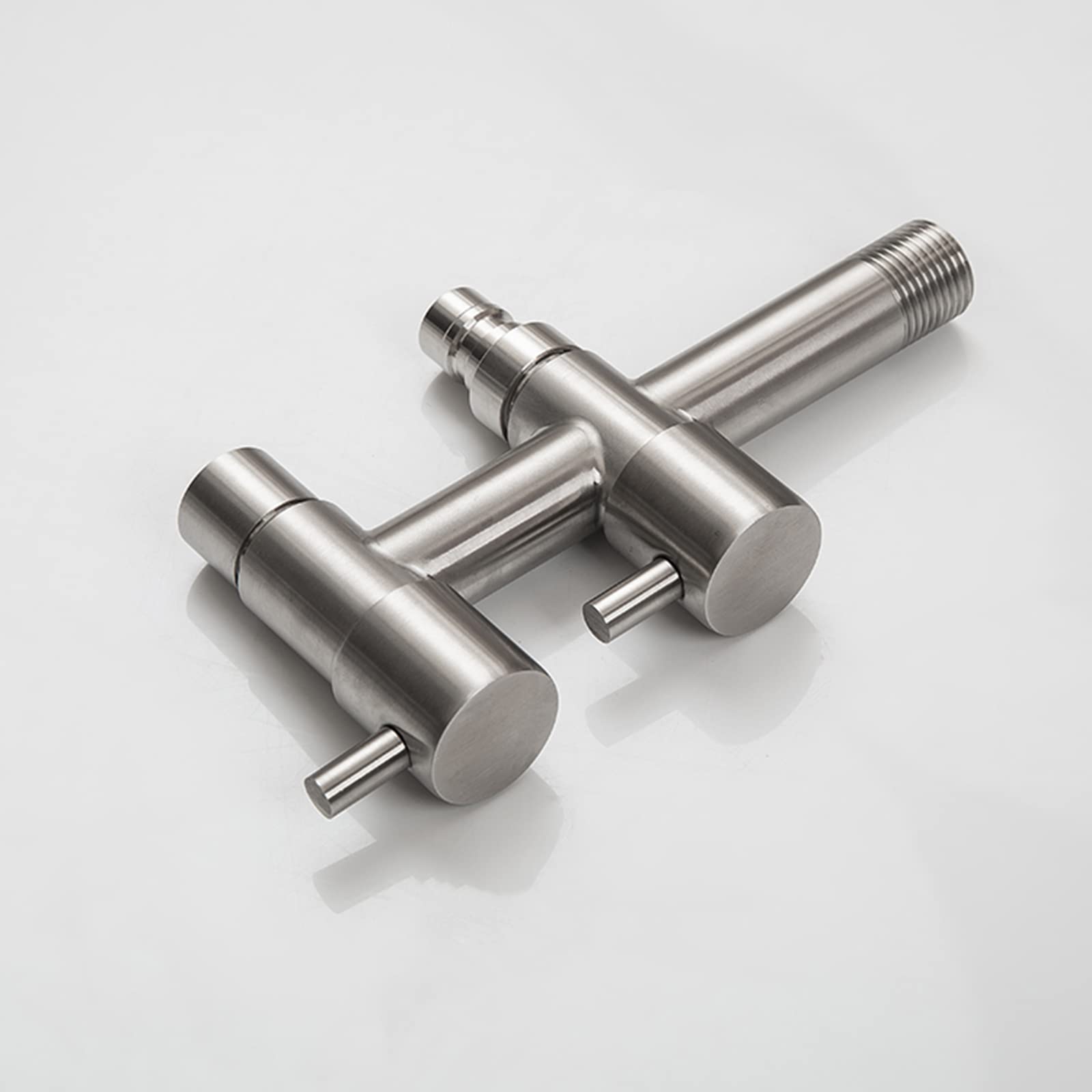 QTANZIQI Grifo de Agua para Exteriores, Grifo Doble para jardín, 1/2 Pulgada, Multifuncional, de Acero Inoxidable, montado en la Pared, Acabado Cepillado, Usar y Elegante