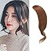 Dsoar 2PCS Clip in Bangs Real Human Hair Bang Clip in Wave Side Bangs Curly Fringe Hair Extensions(Light Brown)
