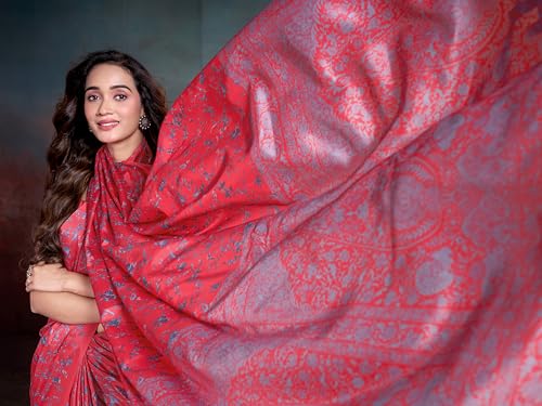 Image of Garden Vareli Floral Print Crepe Saree With Unstitched Blouse Piece