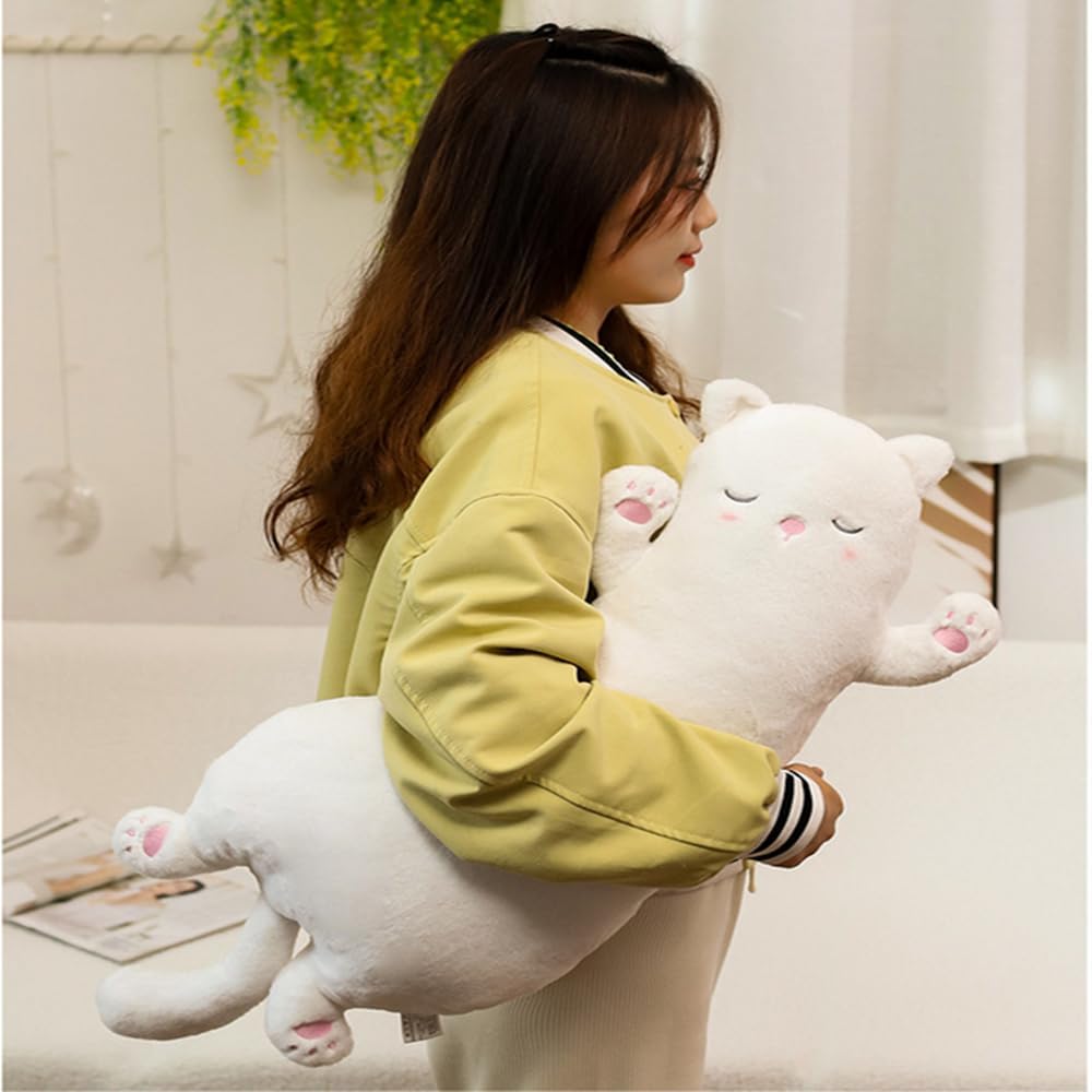 JPORSHU Black Cat Plush Body Pillow，25.6" Long Cat Stuffed Animals Soft Long Cat Plushie Toy，for Birthday Christmas Kids Gifts Home Car Decoration (Grey)