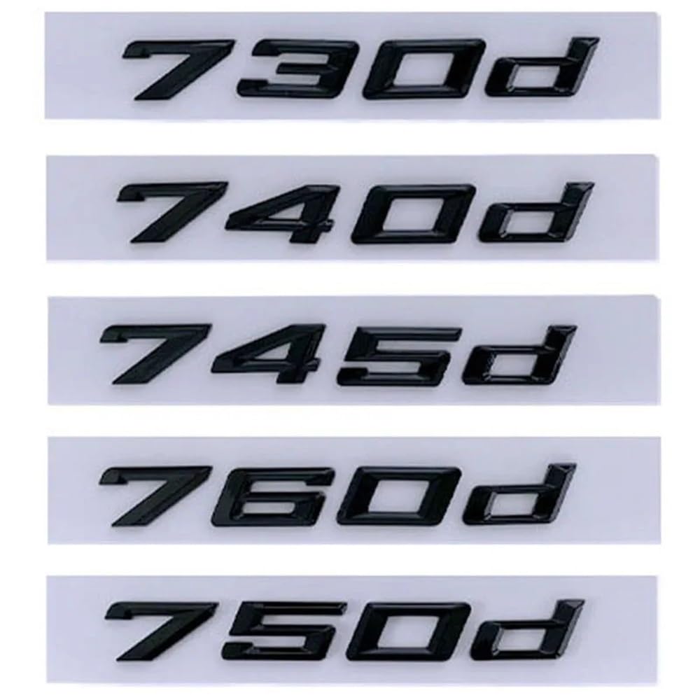 Emblème 750d Noir Brillant pour Coffre BMW G11 G12 G70 | Sigle Logo Autocollant 3D ABS