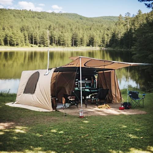 270° Car Mounted Awning with Shower Tent – 12m², Camping Tent Fits 6+ People, Lightweight (16kg), Rear Mounted – Perfect for Overlanding and Camping(Awning+Shower+Side Wall*5+TPU*2 / Left)