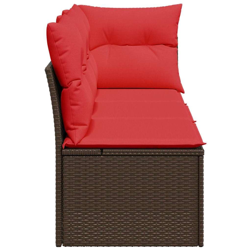 vidaXL Canapé de jardin avec coussin, 3 places, avec compartiment de rangement sous assise, avec housse amovible et lavable, meubles de jardin, meubles de terrasse, en polyrotin marron