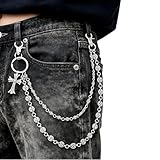 Zimocepuz chaîne de Pantalon, chaîne de Portefeuille pour Hommes, chaîne de Sac, chaîne de Ceinture, Accessoire Punk Gothique, chaîne de Jeans pour Hommes, Porte clés