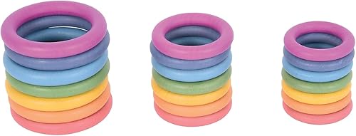 Miniatura 4 de TickiT -73977 Anillos de madera arcoíris - Juego de 21 - 3 tamaños - Anillos de contar y clasificar - Juguete de madera de piezas sueltas para bebés