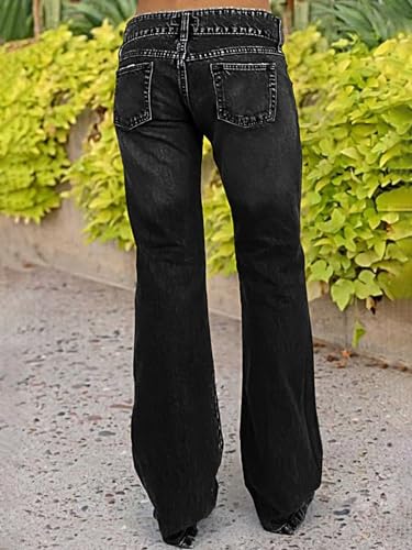 Flamingals Low Rise Flare Jeans for Women Trendy Y2K Button Side Bell Bottom Bootcut Jeans3