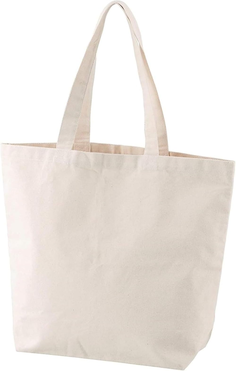 Ladfrol Basic Standard Canvas Cotton Shoulder Tote Bag, Solid, Thick, 12 oz, Plenty of Capacity, 15.7 x 3.9 x 13.8 inches (40 x 10 x 35 cm), Pack of 2, white