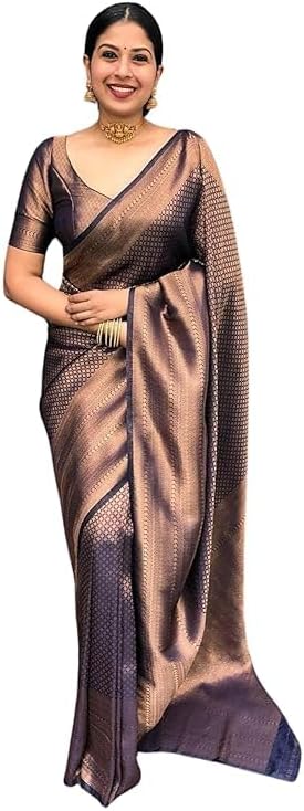 Women's Kanjivaram Soft Silk Saree With Blouse Piece