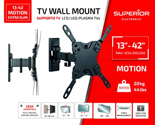 Superior Electronics SUPSTV009 Supporto Tv da Parete Orientabile da 13'' a 42'' - 6