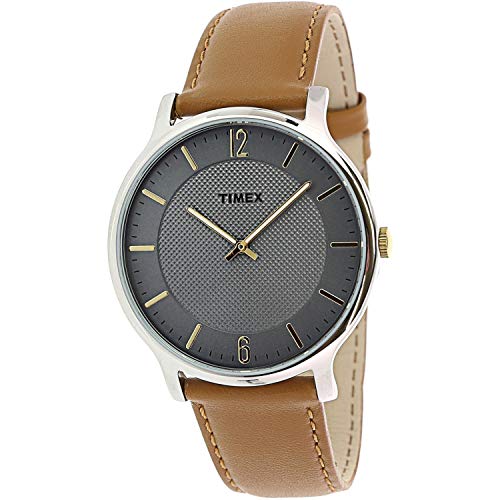 Timex Men's Metropolitan Skyline TW2R49700 Silver Leather Japanese Quartz Fashion Watch