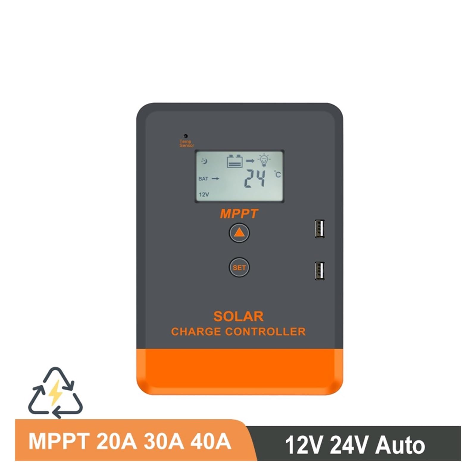 Controllore Solare Regolatore di Carica del Pannello Solare MPPT 20A 30A 40A 12V 24V Display LCD Automatico Adatto for Caricabatterie al Litio Allagato Gel AGM(30A)