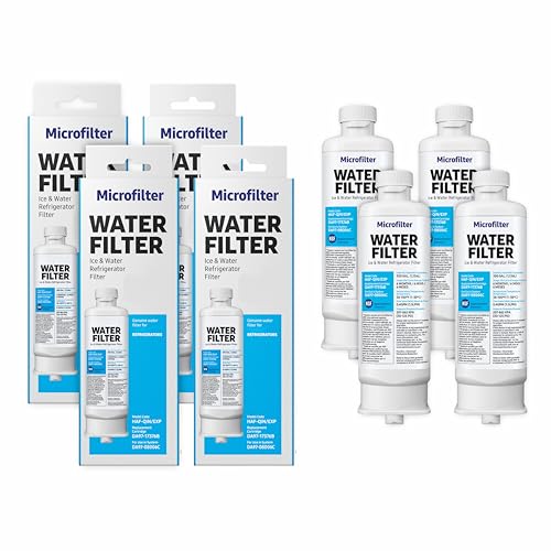 Microfilter HAF-QIN/EXP DA97 Water Filter Replacement Compatible with DA97-17376B Carbon Block 99% Contaminant Reduction Fresh Water & Ice 24 Month Life 4 PACK