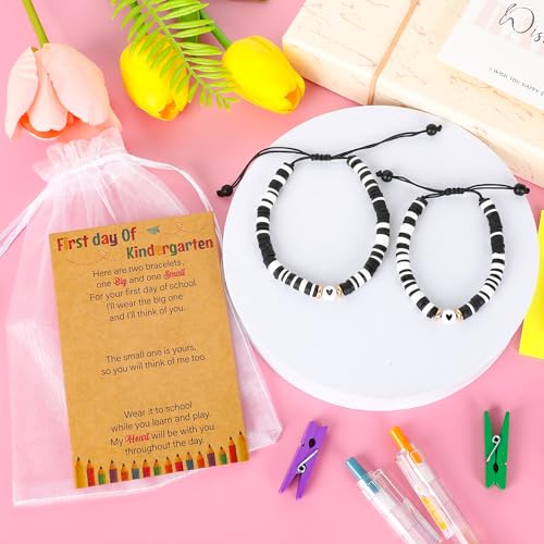 Image of Back to School Supplies, First Day of Kindergarten Bracelet, Back to School Bracelet Mommy and Me, Prek Matching Wish Bracelets Set, Adjustable Bracelet for Boys Girls Gifts Stuff Bulk