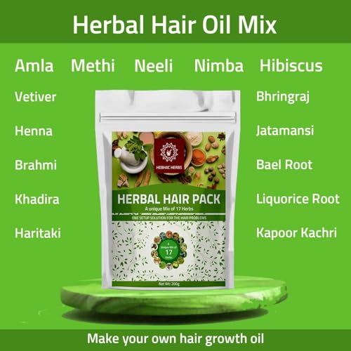 Herbal Hair Mix Powder for Hair Care By Hebhac Herbs Made with 17 Traditional Herbal Hair Oil Mix for Thick Long Hair Growth (7 oz) - Image 3