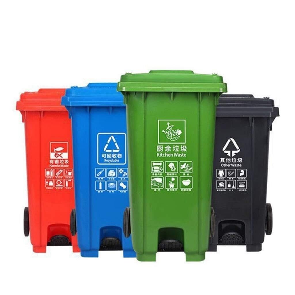 Zewnętrzny kosz na śmieci o dużej pojemności Gruby plastikowy kosz na śmieci z pokrywką pojemnik na odpady Trwała kuchnia na zewnątrz (zielony, 120L)