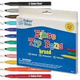 Baker Ross Pack ahorro de rotuladores marcadores de punta gruesa que los niños pueden usar para dibujar y colorear diseños y manualidades (pack de 12).