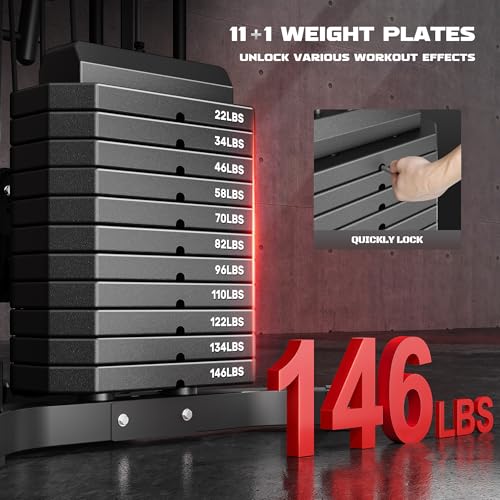 Home Gym, Multifunctional H10 Home Gym Equipment, Workout Station with 146LBS Weight Stack, Exercise Equipment with Pulley System for Full Body Training - Image 6