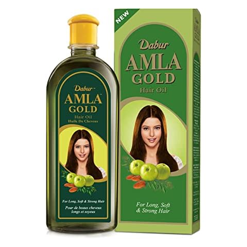 Dabur Amla Gold Hair Oil - 300ml | Enriched with Amla, Almond & Henna | For Natural Beautiful, Long, Soft & Strong Hair Cover