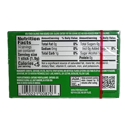 Image of Trident Sugar Free Gum Spearmint, 2 x 26 g