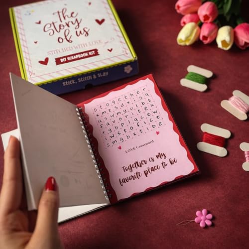 Image of KNOT YOUR TYPE The Book of Love DIY Embroidery Kit for Beginners | Hand Embroidery Starter Kit with Complete Stitching Tools | Handmade Creative Art & Craft Valentine Day Gift Set for Adults