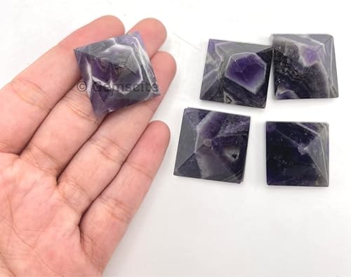 Miniatura 3 de GEMSCITE Amatista - Pirámides de cristal de 1 pulgada de piedras curativas de Reiki Vaastu, meditación, equilibrio de chakras y cuadrícula de