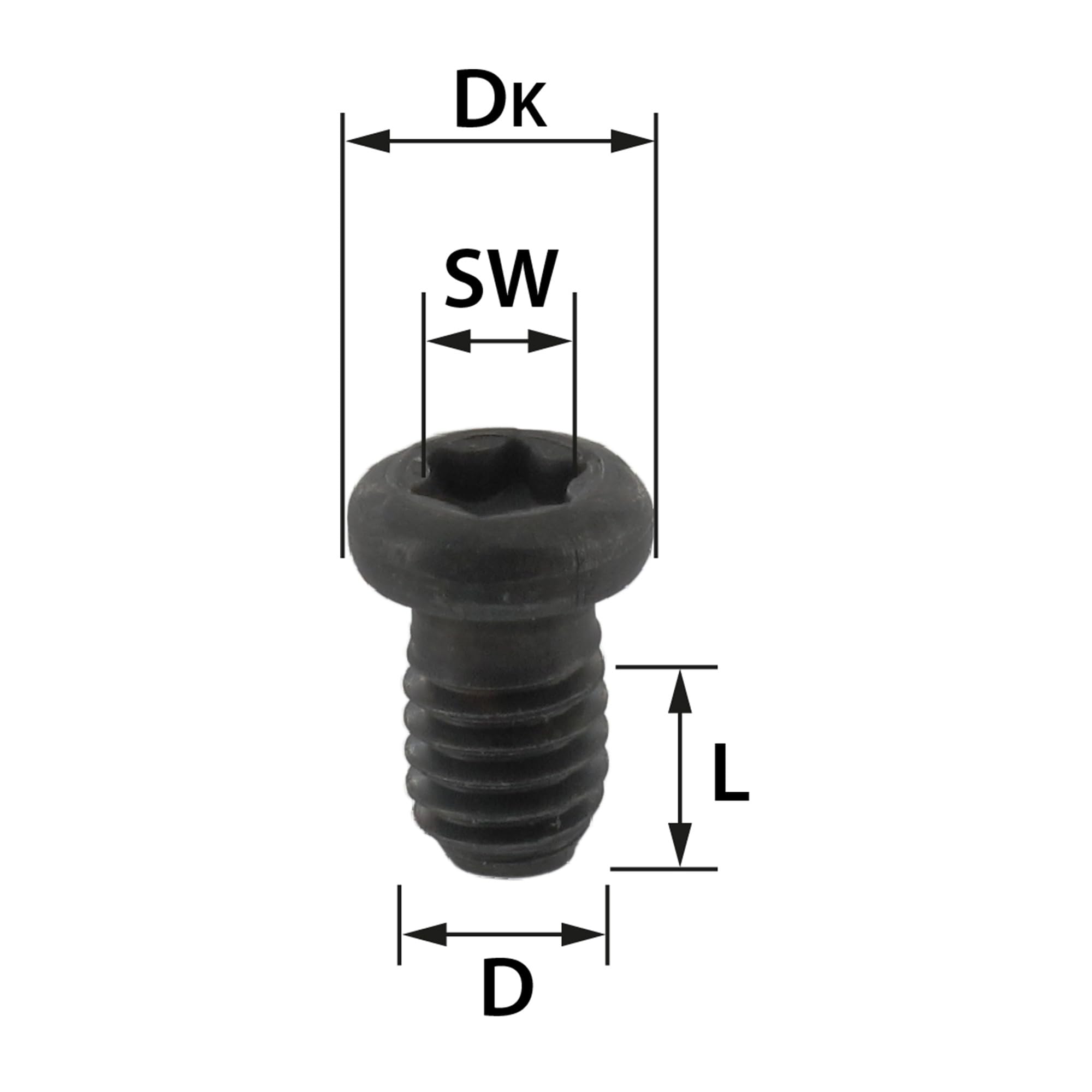 ENT 00635 Pieza de repuesto Tornillo Torx T15 M4 x 6 mm, DK 5 mm