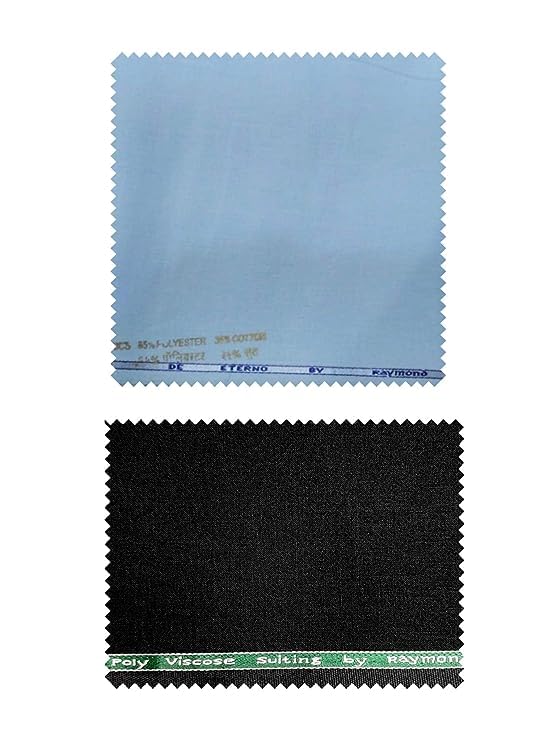 Trouser- Shirt Fabric Combo Box (Multicolour, Unstitched, All Weather Fabric) (BLACK PANT+LIGHT BLUE SHIRT)-image-24