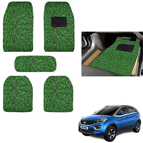 Cabix 12 mm Anti Skid Curly Car Noodle/Grass Mat for Tata Nexon (Set