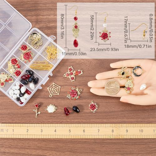 Aretes góticos DIY con gotas rojas y negras: kit de bisutería de Halloween 4