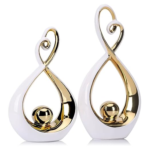 Elegant White and Gold Abstract Sculpture