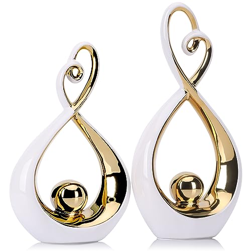 Reviews de Esculturas y accesorios decorativos comprados en linea. 47 Decoración blanca, arte de porcelana de mediados de siglo, decoración moderna blanca y dorada, objetos de mesa de comedor, escultura abstracta de estatua de cerámica – para...