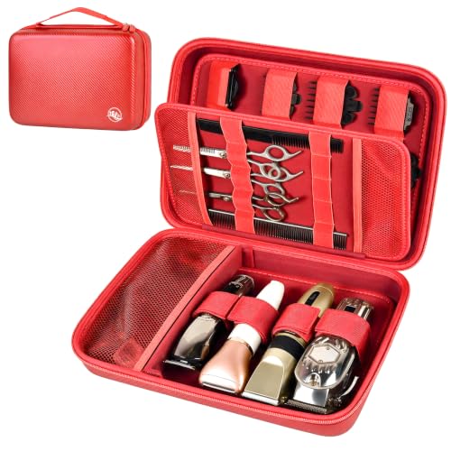 Boobowl Hard Travel Case for Hair Clippers, Barber Tool Organizer, Red