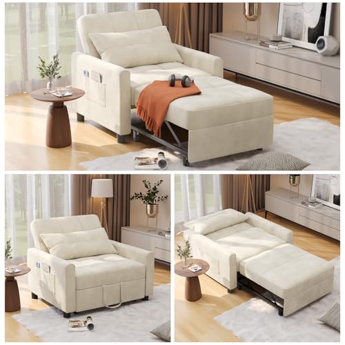 Aiho 3-in-1 Convertible Sleeper Chair with Pillow & Pocket