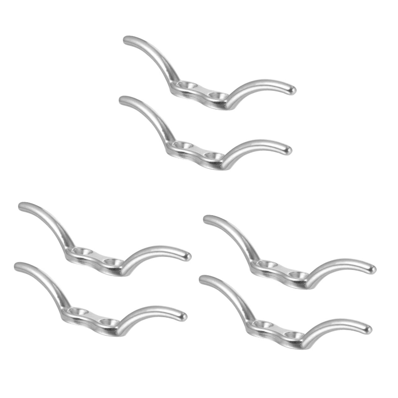 SUPVOX 6pcs Stainless Steel Dock Cleats for Boat Accessories Easy Installation with Screws Modern Design for Securing Mooring Lines and Anchoring