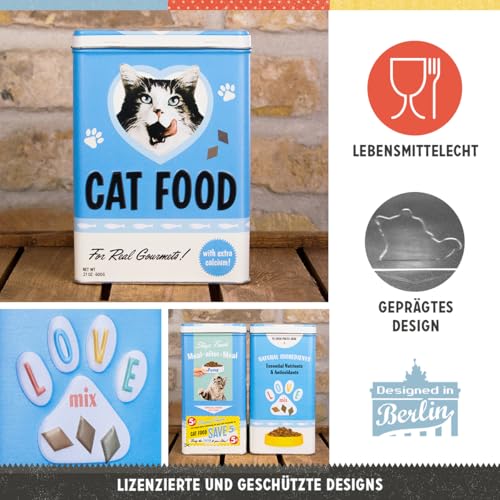 Nostalgic-Art Retro Vorratsdose L, 3 l, Cat Food – Love Mix – Geschenk-Idee für Katzen-Besitzer, Große Blech-Dose für Trockenfutter, Vintage Design
